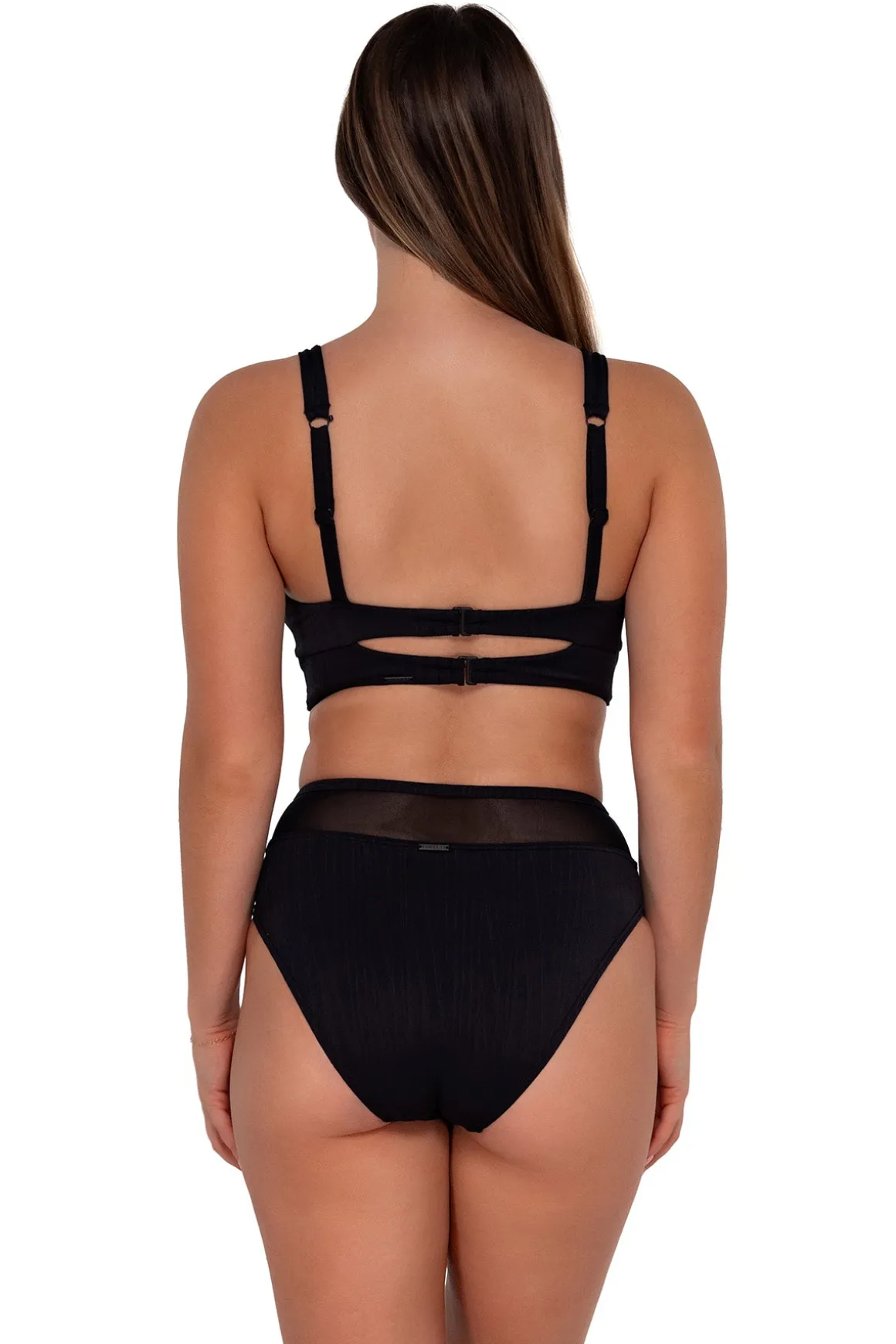 Sunsets Black Seagrass Texture Annie High Waist Bottom