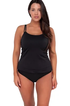 Sunsets Black Seagrass Texture Taylor Tankini Top