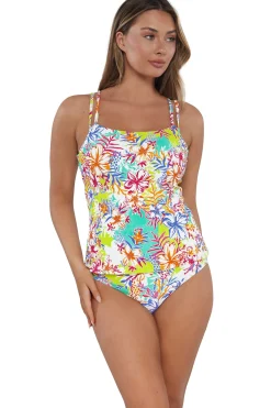 Sunsets Botanical Bliss Sandbar Rib Taylor Tankini Top