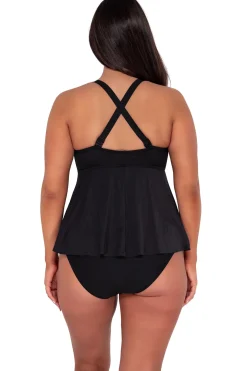 Sunsets Escape Black Seagrass Texture Marin Tankini Top