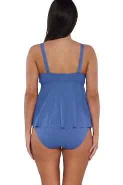Sunsets Escape Harbor Blue Sandbar Rib Marin Tankini Top