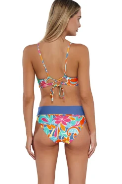 Sunsets Festive Floral Sandbar Rib Capri High Waist Bottom