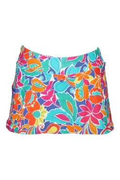 Sunsets Festive Floral Sandbar Rib Sporty Swim Skirt