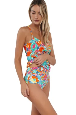 Sunsets Festive Floral Sandbar Rib Simone Tankini Top