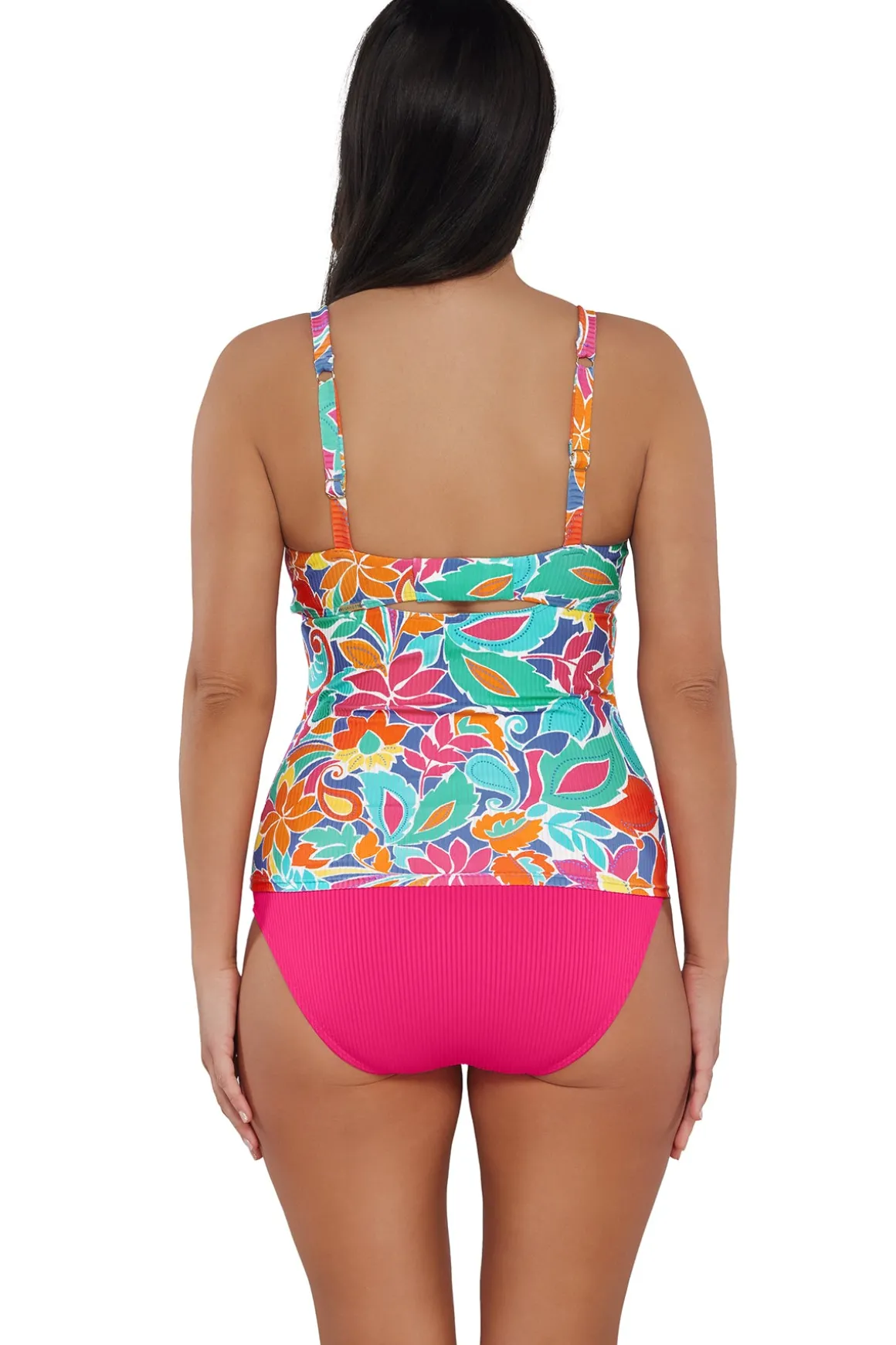 Sunsets Festive Floral Sandbar Rib Zuri V-Wire Tankini Top