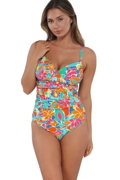 Sunsets Festive Floral Sandbar Rib Serena Tankini Top