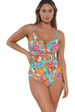 Sunsets Festive Floral Sandbar Rib Serena Tankini Top
