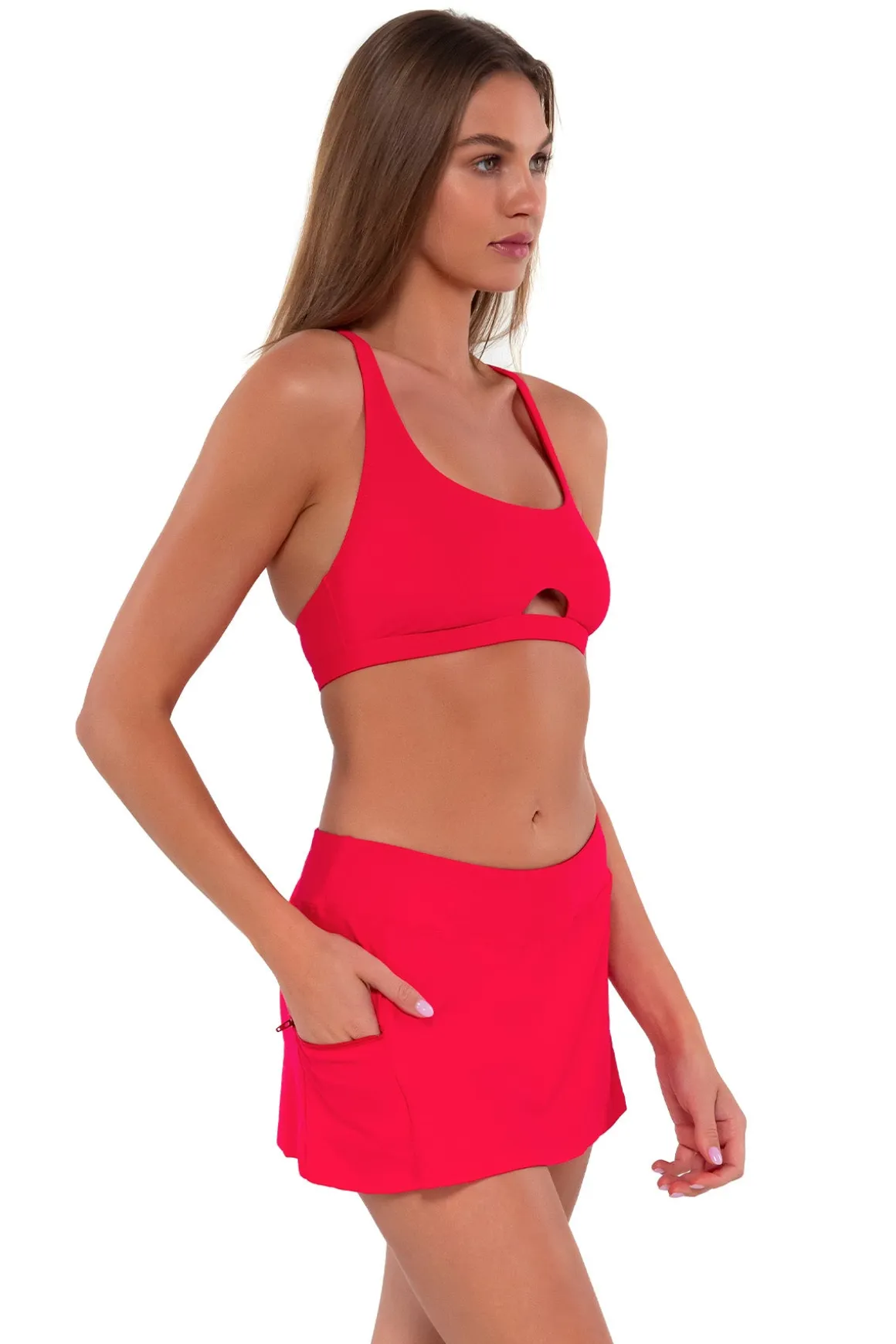 Sunsets Geranium Sporty Swim Skirt