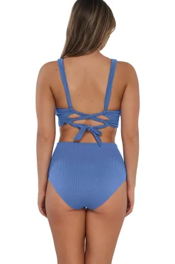 Sunsets Harbor Blue Sandbar Rib Capri High Waist Bottom