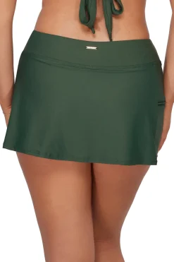 Sunsets Island Green Sporty Swim Skirt Bottom