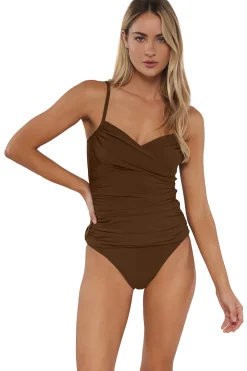 Sunsets Tiki Brown Simone Tankini Top